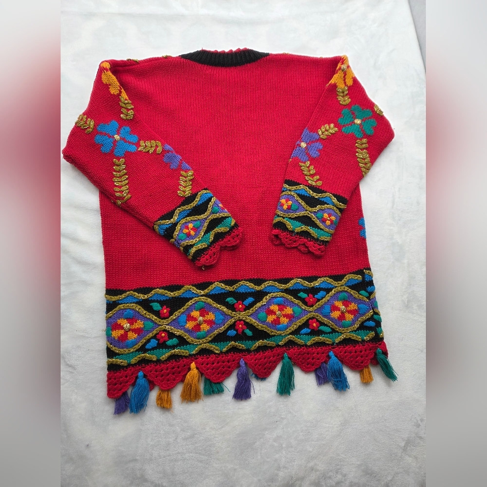 Vintage 90s Debra‎ Luell Boho Floral Cardigan S - Picture 2 of 9